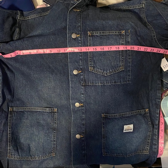 GAP Workforce Denim Long Coat Jacket Duster Trench - Picture 4 of 4